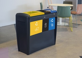 Nexus® Evolution Trio afvalscheidingsbak voor papier en karton, restafval en vertrouwelijke documenten