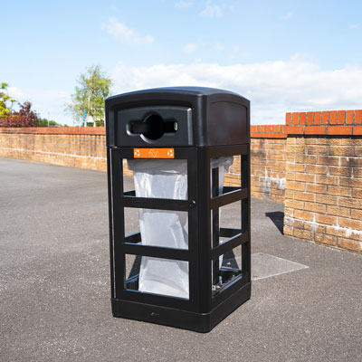 Origin™ Aspect 110 transparante afvalscheidingsbak Gemaakt van gerecycled materiaal