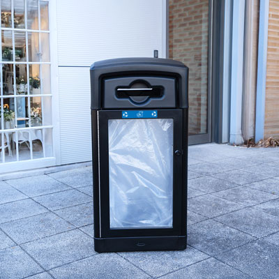 Origin™ Vision 110 transparante afvalscheidingsbak Gemaakt van gerecycled materiaal
